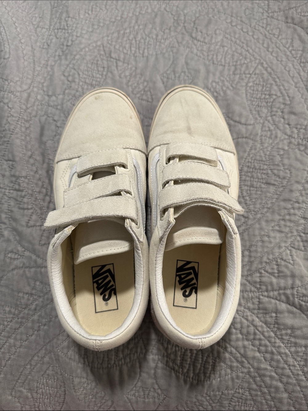 Vans Cream/Tan Velcro Sneakers